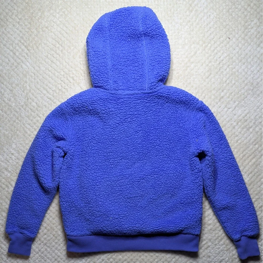 Athleta Girl Sherpa Hoodie Purple Fleece Pullover Youth S Cozy Hooded Sweatshirt